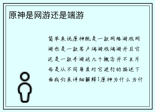 原神是网游还是端游